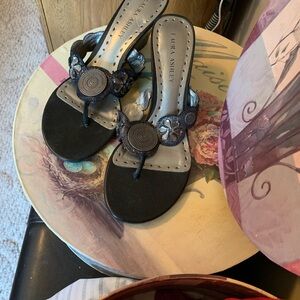 Laura Ashley Black and Silver Women's Sandals